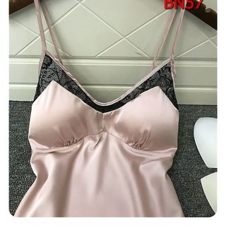 BN57 - Bộ ngủ 2 dây chất phi lụa quần viền ren