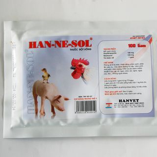 HAN-NE-SOL 100g Thuốc kháng sinh bột uống trị bệnh đường hô hấp tiêu hóa viêm ruột trên gia súc gia cầm chó mèo giá sỉ