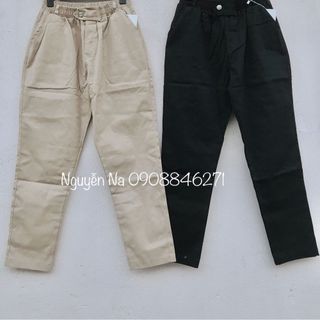 Hình Thật Baggy kaki co giãn QC