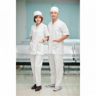 Áo Blouse áo bác sĩ áo dược sĩ tay ngắn thân ngắn nam/nữ