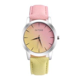 Đồng Hồ Nữ OKTIME - Dây Da Phối 3 Màu Phong Cách Hiện Đại và Quý Phái