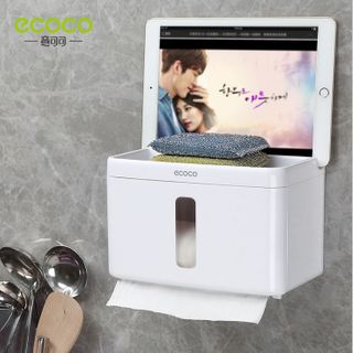 Ecoco Hộp Đựng Giấy Vệ Sinh Chữ Nhật Có Khay Để Điện Thoại
