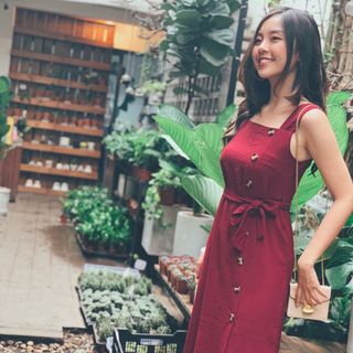 Đầm đũi phối nút hình chụp thật - gia công và bán sỉ