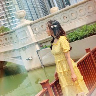 Đầm hoa phối bèo hình chụp thật - gia công và bán sỉ