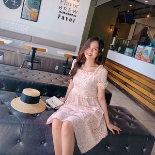 Đầm hoa phối bèo hình chụp thật - gia công và bán sỉ
