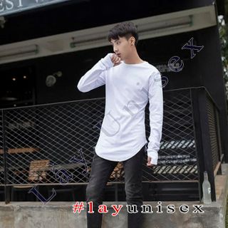 Áo Longtee xỏ ngón Đen/Trắng