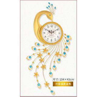 Đồng hồ trang trí chim công vàng treo đứng JT1822B JJT
