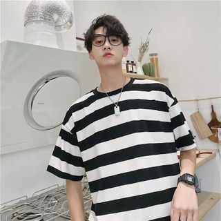 Áo thun sọc ngang bản to form rộng unisex giá sỉ