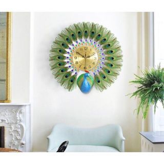Đồng hồ trang trí chim công xanh xòe cánh JT1852 JJT