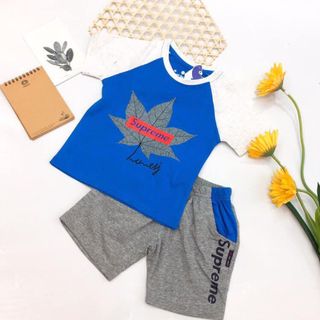 Bộ thun tay ngắn cho bé trai in hình chiếc lá