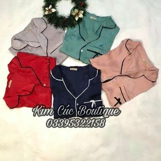 Bộ ngủ pizama lụa nhung hàng đẹp mặc nhẹ mát thấm hút mồ hôi