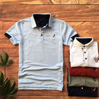 Áo thun nam Áo phông nam có cổ trụ cổ bẻ chữ H bông lúa cute bao đẹp hàng rất đẹp-M156-Ao thun nam Ao phong nam co co tru co be