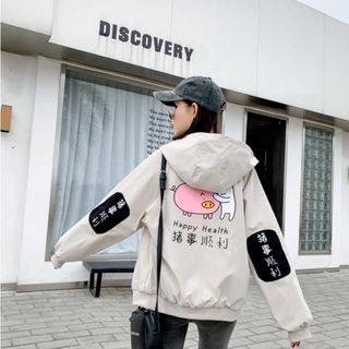 Áo khoác nữ Áo khoát nữ gió dù 2 lớp chống nắng in hình con heo hàng đẹp mẫu mới siêu chất-M134-Ao khoac nu Ao khoat nu gio du 2 lop chong nang
