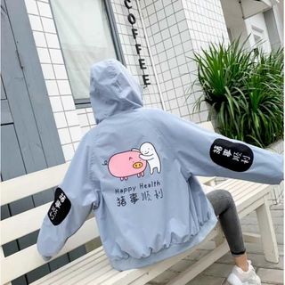Áo khoác nữ Áo khoát nữ gió dù 2 lớp chống nắng in hình con heo hàng đẹp mẫu mới siêu chất-M134-Ao khoac nu Ao khoat nu gio du 2 lop chong nang