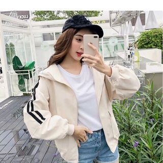 Áo khoác nữ Áo khoát nữ gió dù 2 lớp chống nắng hai tay chạy sọc cực chất hàng rất đẹp thời trang-M023-Ao khoac nu Ao khoat nu gio du 2 lop chong nang