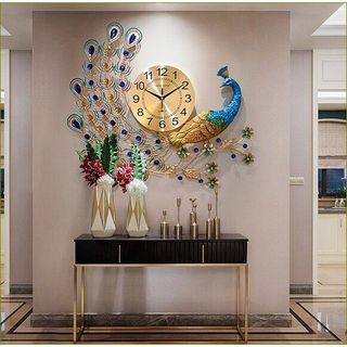 Đồng hồ treo tường trang trí con công 65x70cm