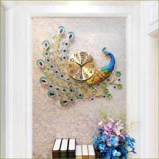 Đồng hồ treo tường trang trí con công 65x70cm