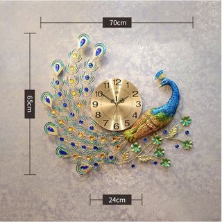 Đồng hồ treo tường trang trí con công 65x70cm