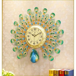 Đồng hồ treo tường trang trí chim công xoè cánh jjt