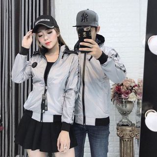 Áo khoác cặp Áo khoát đôi gió dù 2 lớp chống nắng cao cấp caluci nón rời chuẩn hàng rất đẹp cute-M097-Ao khoac cap Ao khoat doi gio du 2 lop chong nang