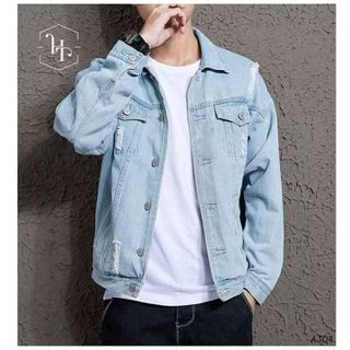 Áo khoác jeans xanh rách unisex nam nữ