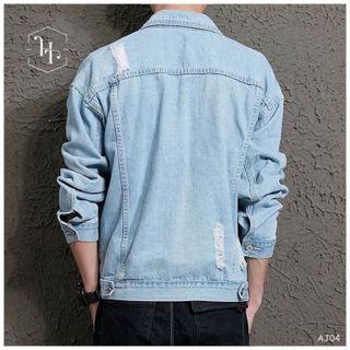 Áo khoác jeans xanh rách unisex nam nữ