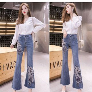 Quần jean nữ kết hoa hàng cao cấp