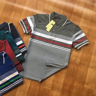 Áo thun nam Áo phông nam có cổ trụ cổ bẻ sọc ngang siêu hot bao đẹp dễ thương-M153-Ao thun nam Ao phong nam co co tru co be