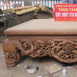 Sập Gụ Ngũ Phúc VIP nho cổ tùng lộc