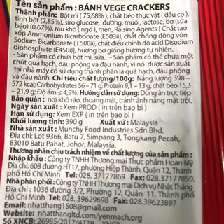 BÁNH MUNCHY’S VỊ RAU CỦ 390g ăn kiêng