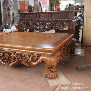 Sập Ngũ Phúc gỗ Gụ 1m6 tùng lộc