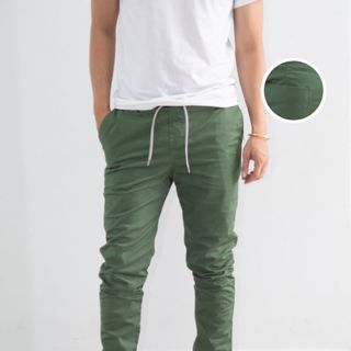 Quần kaki dài dáng thể thao màu trơn