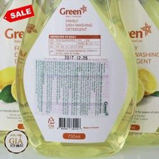 NƯỚC RỬA CHÉN ĐĨA GREEN 750ML CHAI