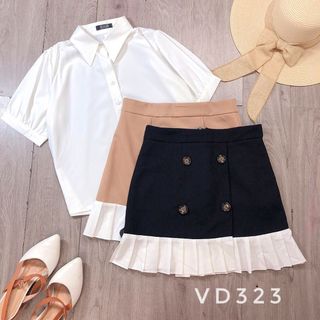SET ÁO SƠ MI CHÂN VÁY PHỐI NÚT