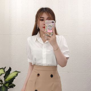 SET ÁO SƠ MI CHÂN VÁY PHỐI NÚT