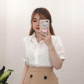 SET ÁO SƠ MI CHÂN VÁY PHỐI NÚT