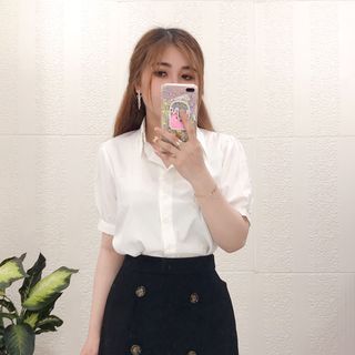 SET ÁO SƠ MI CHÂN VÁY PHỐI NÚT