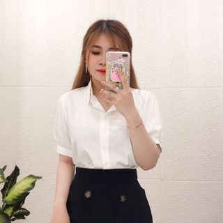 SET ÁO SƠ MI CHÂN VÁY PHỐI NÚT
