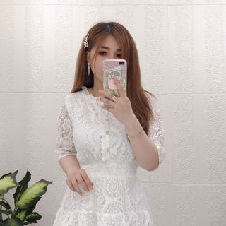 ĐẦM REN BO EO PHỐI NÚT