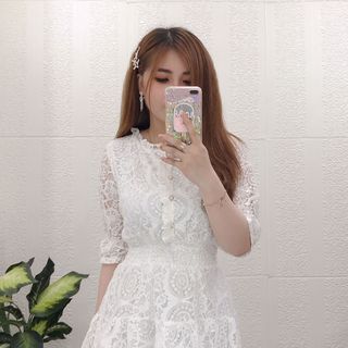 ĐẦM REN BO EO PHỐI NÚT