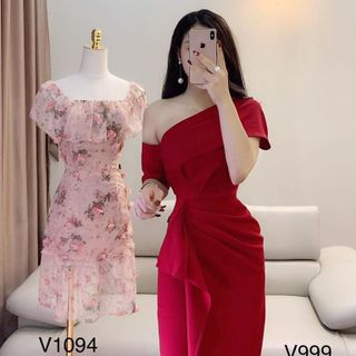 Đầm body lệch vai nhún eo
