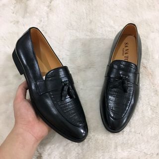 GIÀY LƯỜI NAM CHẤT DA BÒ SẦN NƠ CHUÔNG