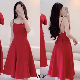 Đầm 2 Dây Hở Lưng Thắt Nơ