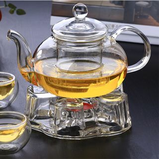 Bộ Ấm Chén Thuỷ Tinh 2 Lớp Bếp Nến