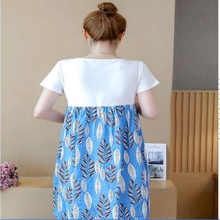 Đầm bầu xanh phối áo thun