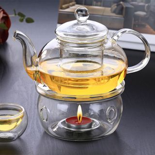 Bộ Ấm Chén Thuỷ Tinh 2 Lớp Bếp Nến