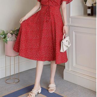 Đầm bầu voan chấm bi