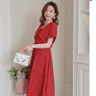 Đầm bầu voan chấm bi