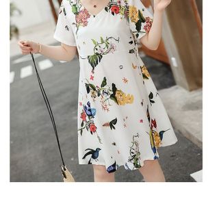 Đầm bầu in hoa lá thời trang
