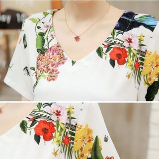 Đầm bầu in hoa lá thời trang